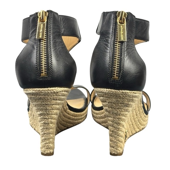 Michael Kors Black T-Strap Women's Wedge Sandals Size 7.5 - Picture 5 of 11